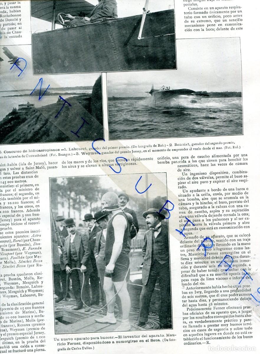 Coleccionismo de Revistas y Peri&oacute;dicos: REVISTA A&Ntilde; 1912 MORENO CARBONERO SANTIAGO RUSI&Ntilde;OL BELFORT BARTHOLDI SAINT-MALO AVIACION BUCEO FERNEZ