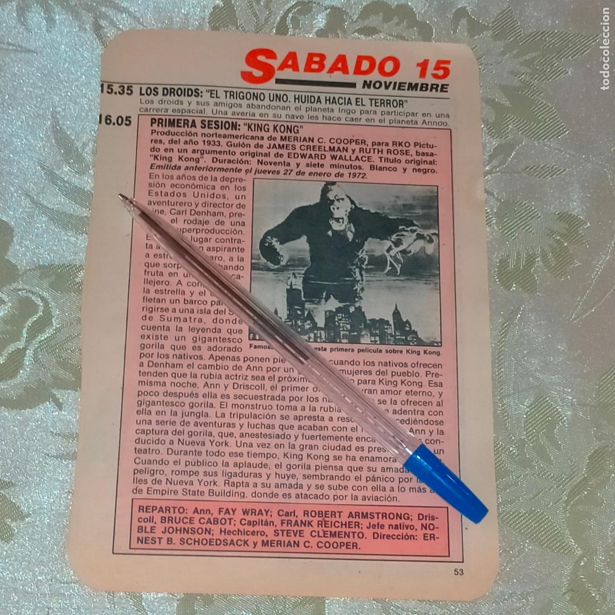 Coleccionismo de Revistas y Peri&oacute;dicos: clipping recorte revista a&ntilde;os 80/90s publicidad CINE KING KONG