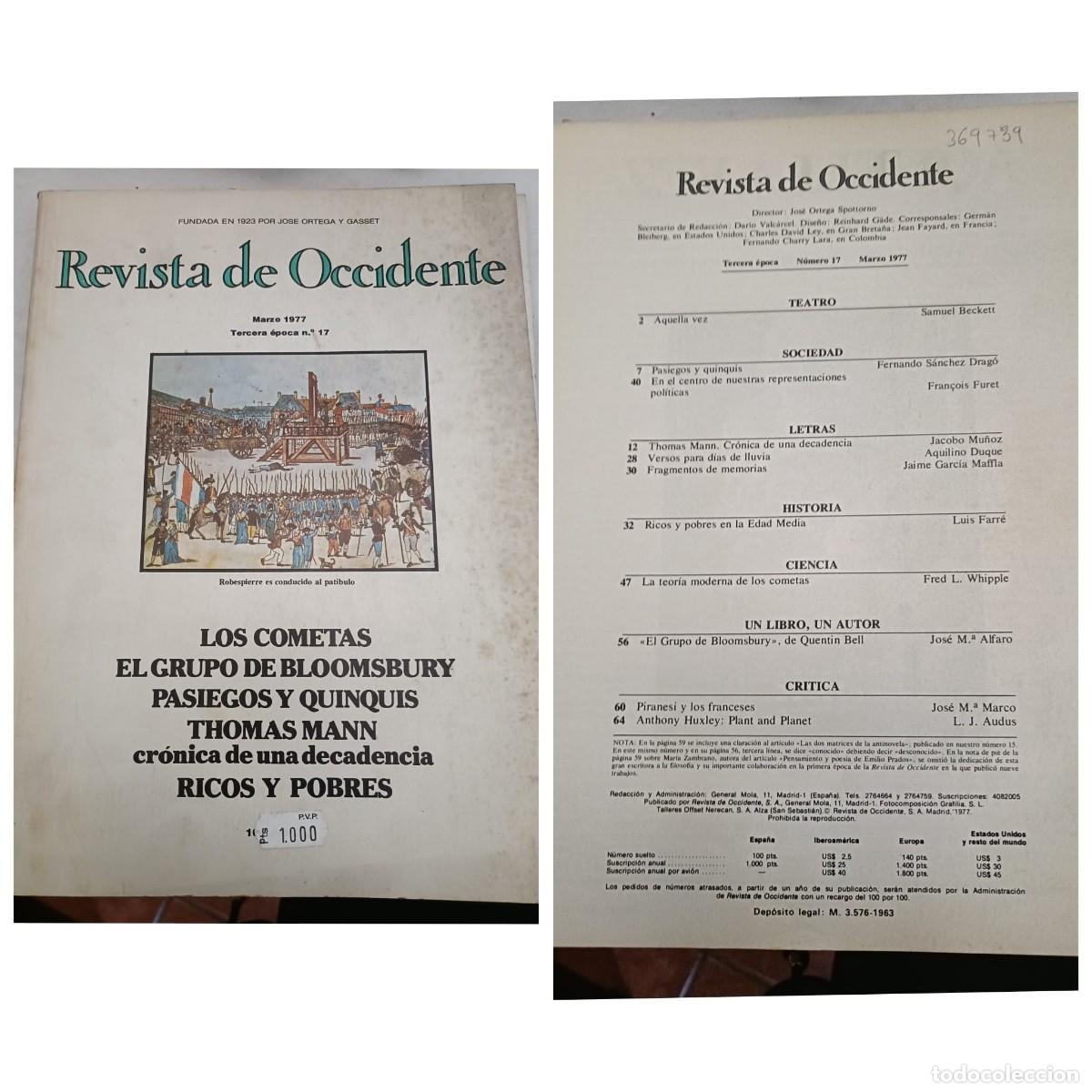 Colecionismo de Revistas e Jornais: Revista de Occidente. Marzo 1977. Tercera &eacute;poca n&ordm; 17.