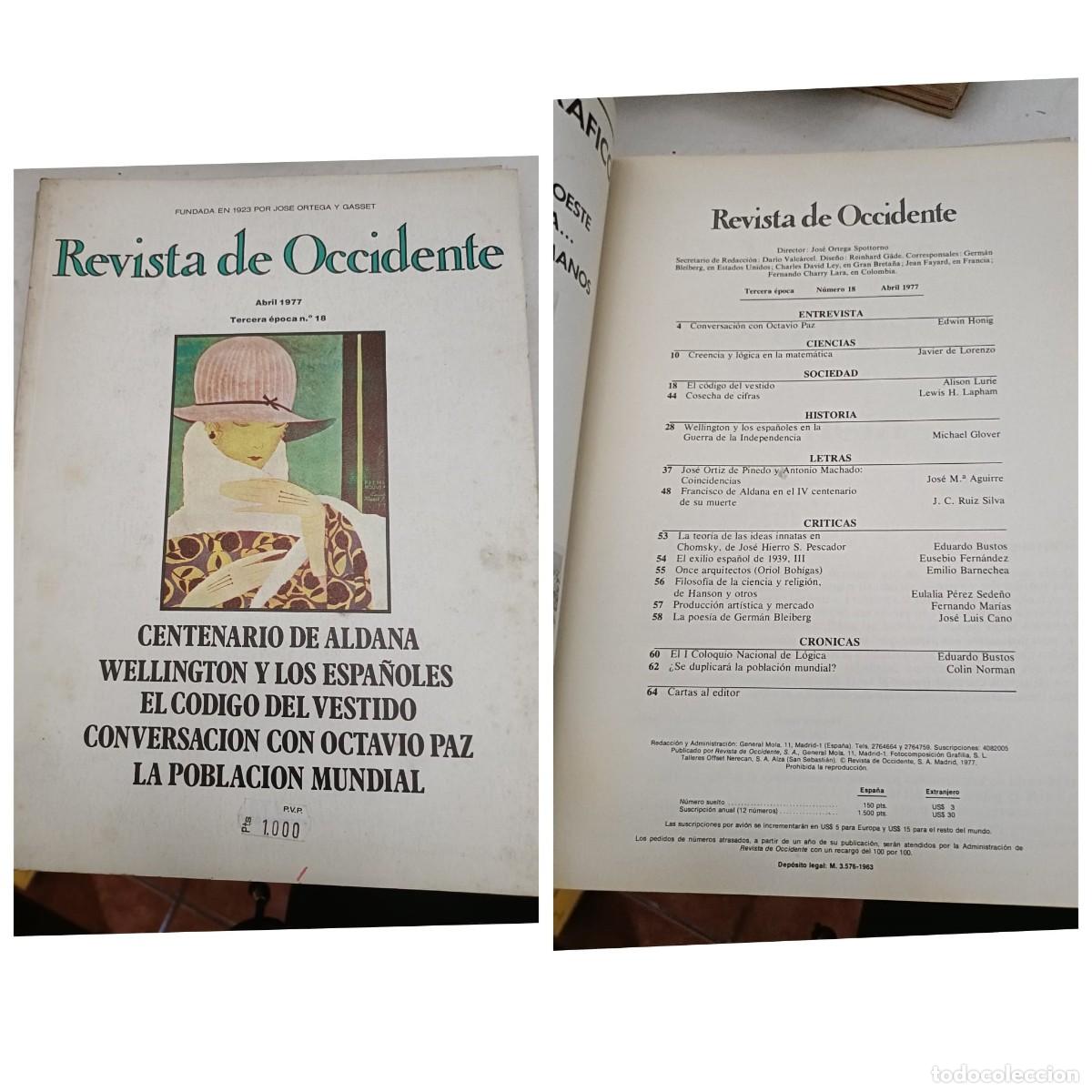 Colecionismo de Revistas e Jornais: Revista de Occidente. Abril 1977. Tercera &eacute;poca n&ordm; 18.