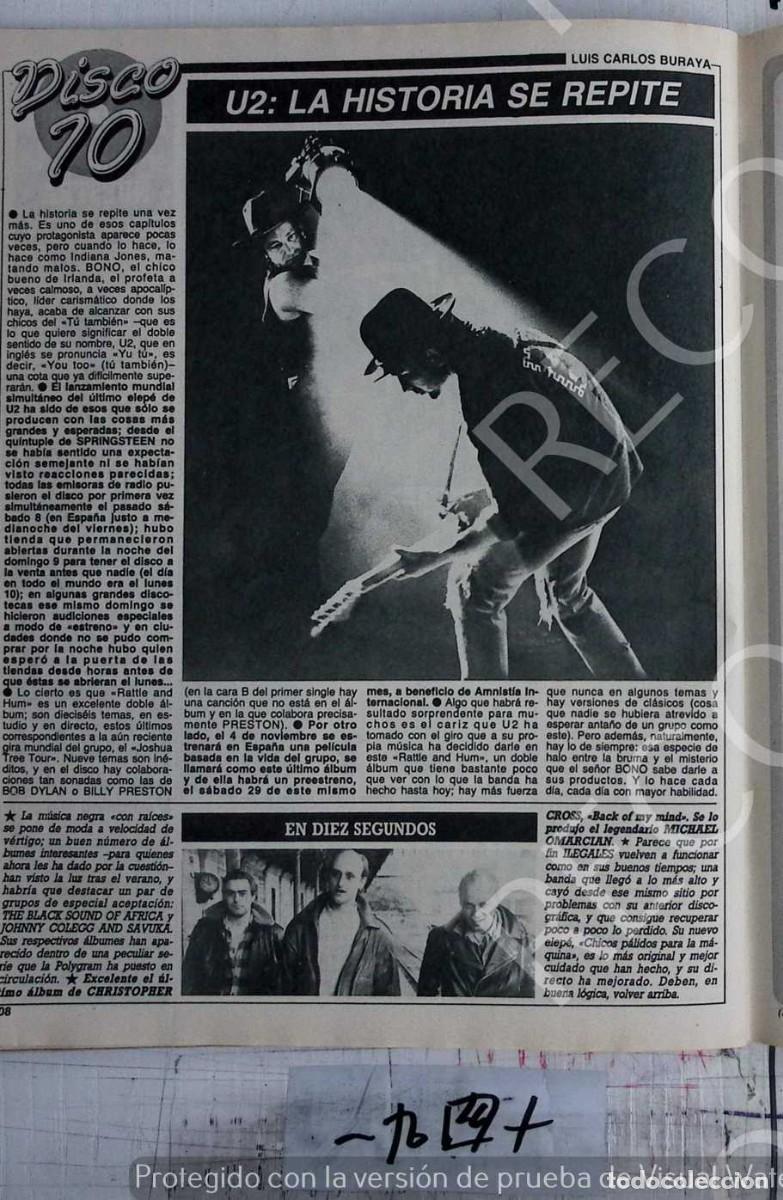 Coleccionismo de Revistas y Peri&oacute;dicos: U2 BONO GIRA 1988 CHRISTOPHERR CROSS