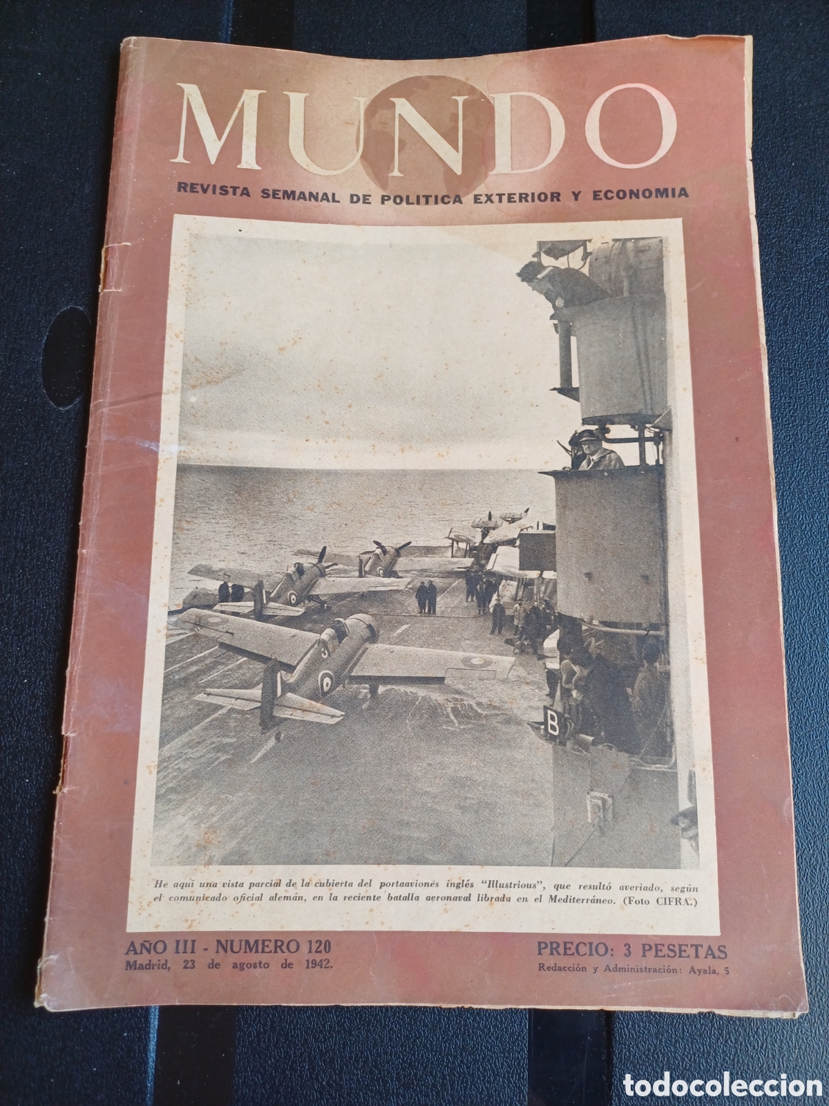 Coleccionismo de Revistas y Peri&oacute;dicos: Revista Mundo 120 1942 Churchill Segunda Guerra Mundial Rommel Pirelli Wamba