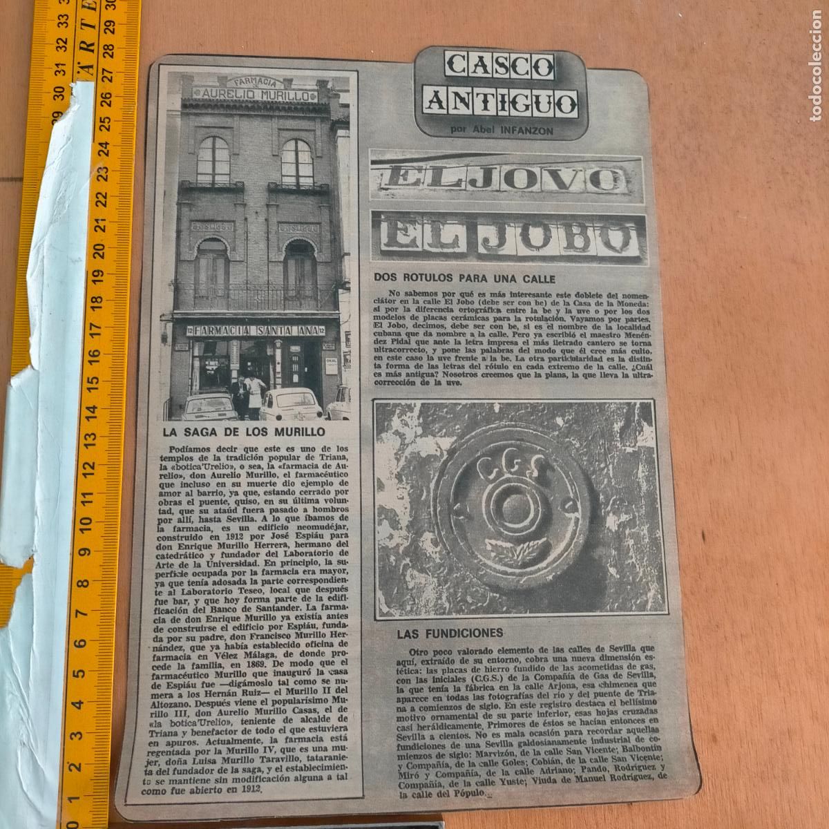 Collectionnisme de Revues et Journaux: NOTICIA SEVILLA CASCO ANTIGUO ANTONIO BURGOS - FARMACIA MURILLO SANTA ANA - FUNDICIONES ROTULOS