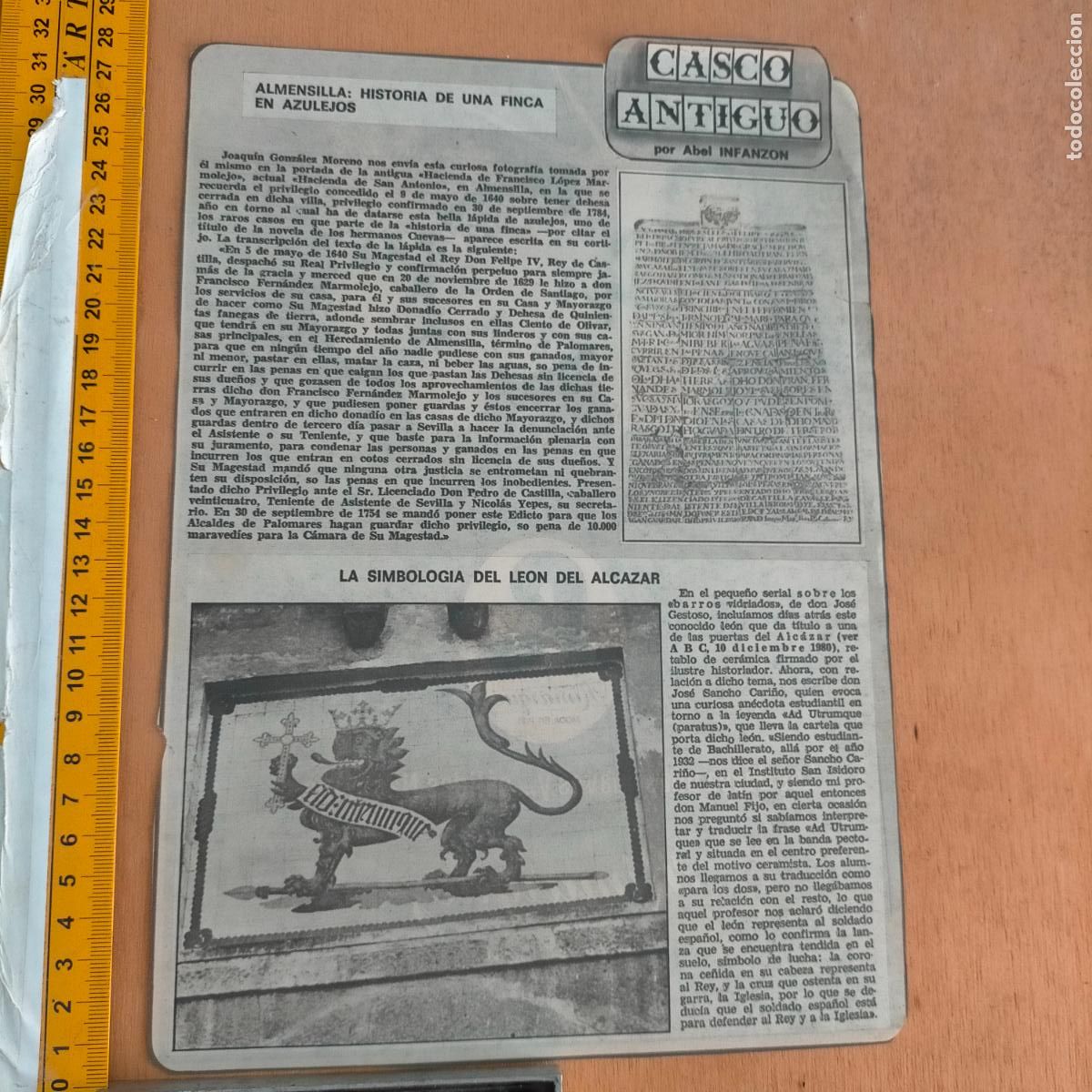 Collezionismo di Riviste e Giornali: NOTICIA SEVILLA CASCO ANTIGUO ANTONIO BURGOS - ALMENSILLA FINCA EN AZULEJOS - LEON DEL ALCAZAR