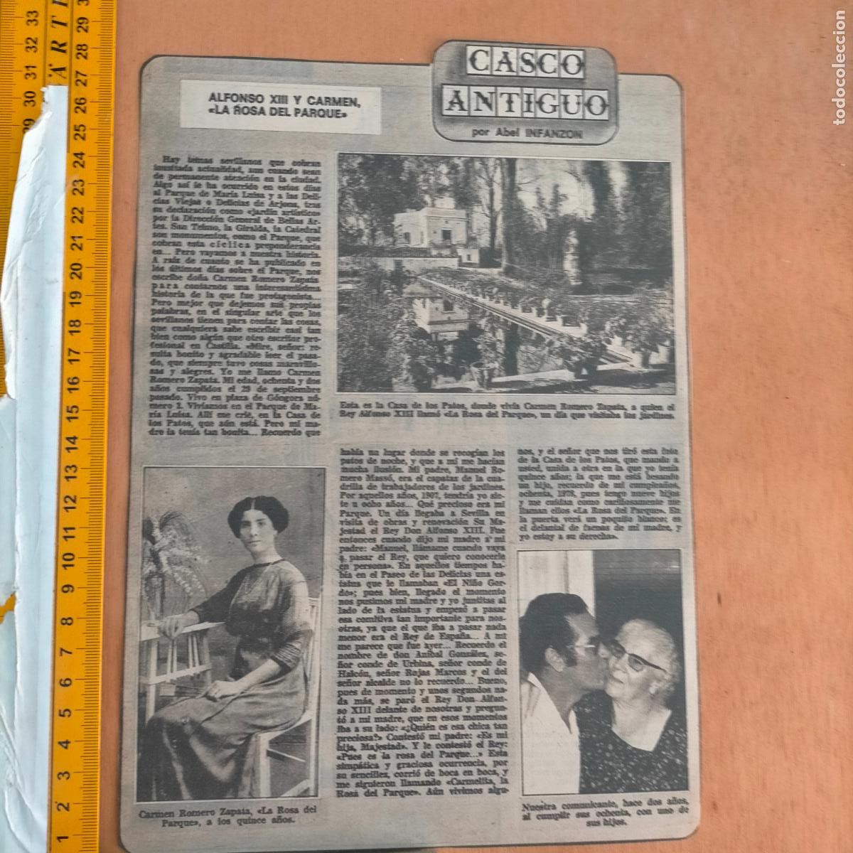 Coleccionismo de Revistas y Peri&oacute;dicos: NOTICIA SEVILLA CASCO ANTIGUO ANTONIO BURGOS - ALFONSO XIII Y CARMEN LA ROSA ROMERO ZAPATA CASA PALO