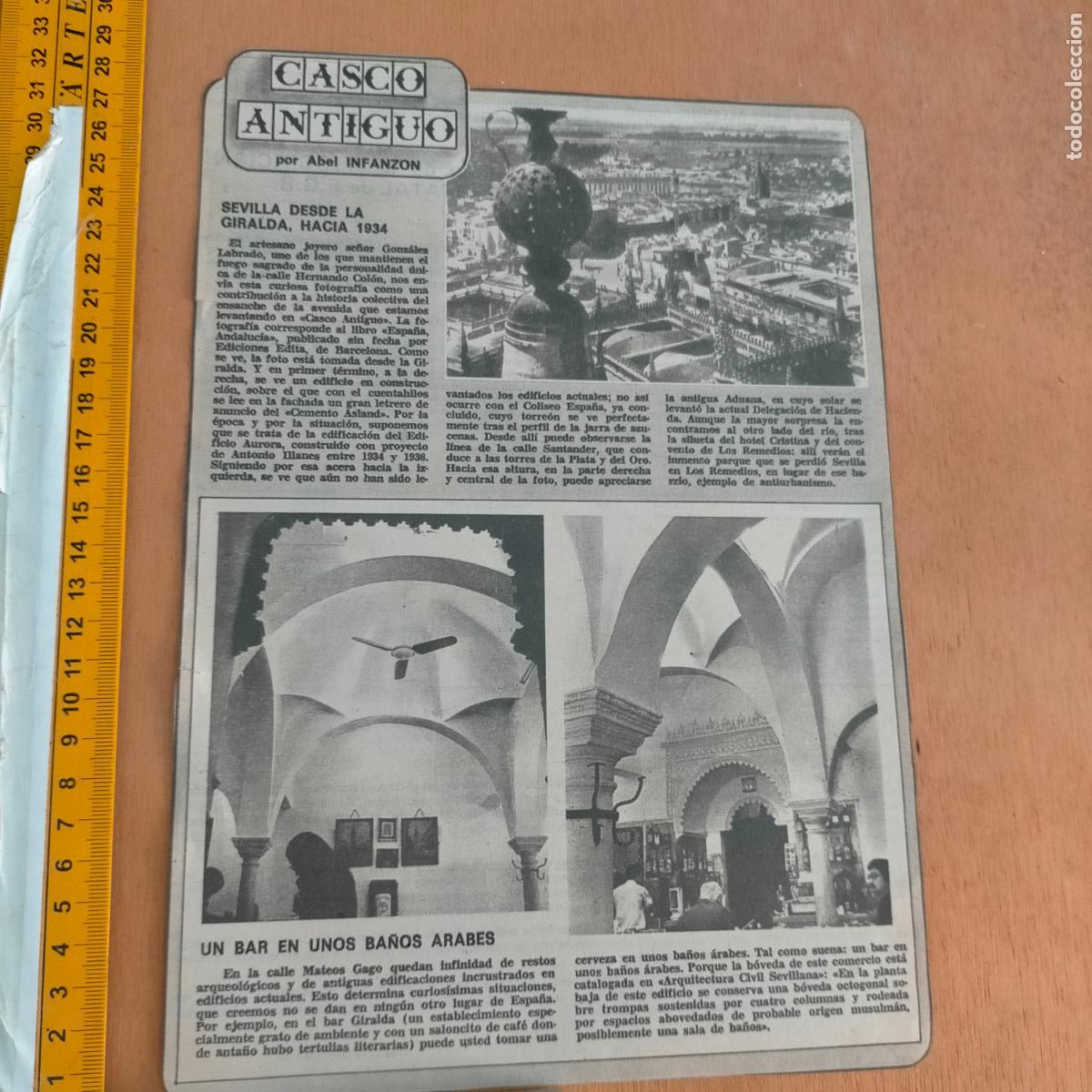 Collectionnisme de Revues et Journaux: NOTICIA SEVILLA CASCO ANTIGUO ANTONIO BURGOS - LA GIRALDA HACIA 1934 BAR EN BA&Ntilde;OS ARABES