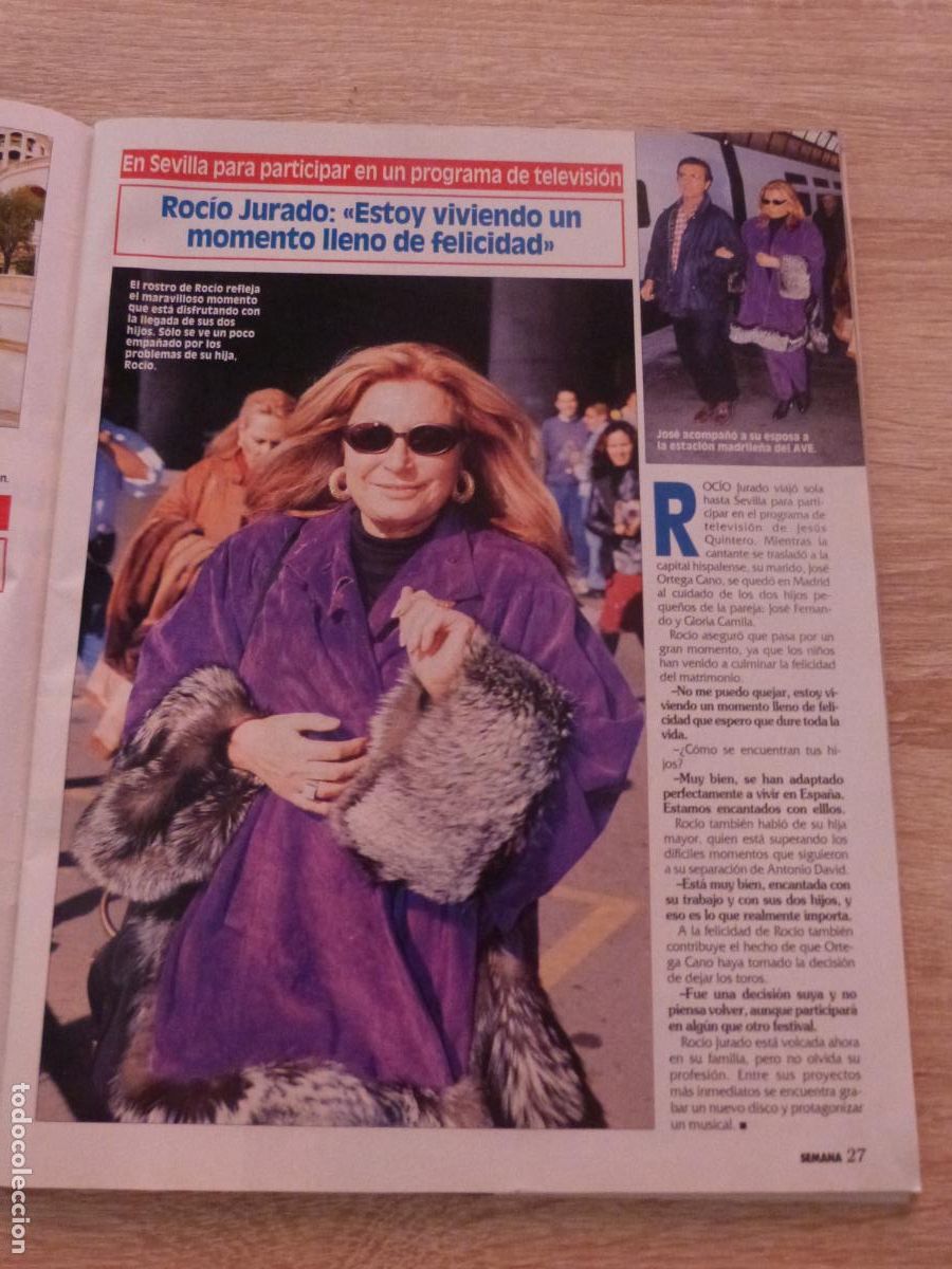 Coleccionismo de Revistas y Peri&oacute;dicos: RECORTE CLIPPING DE ROCIO JURADO REVISTA SEMANA N&ordm; 3131 PAG 27