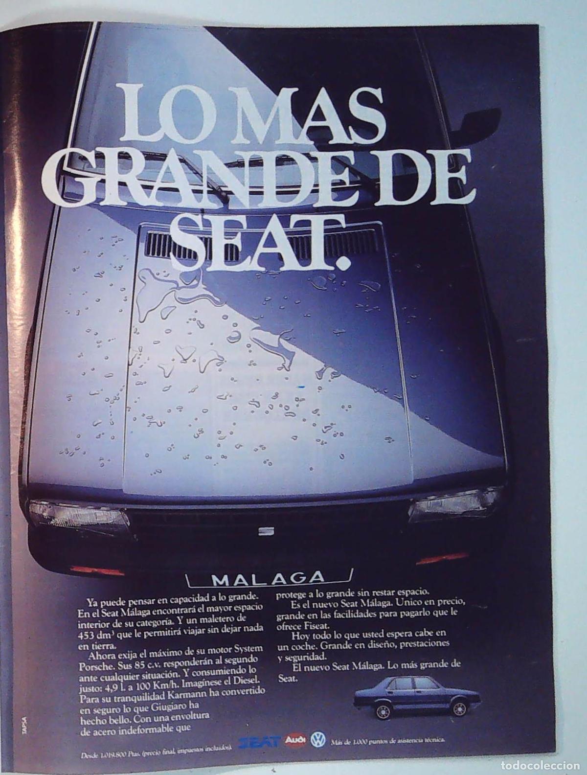 Coleccionismo de revistas y peri&oacute;dicos: SEAT MALAGA ANUNCIO PUBLICIDAD