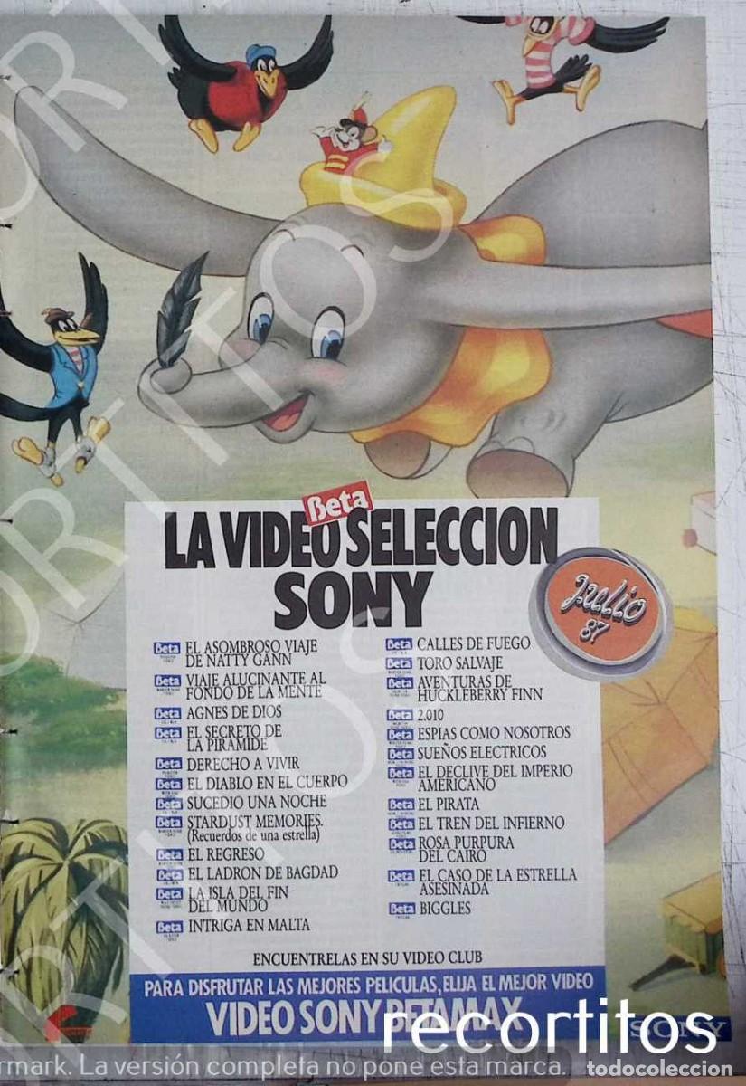 Coleccionismo de Revistas y Peri&oacute;dicos: DUMBO DE WALT DISNEY ANUNCIO VHS SONY
