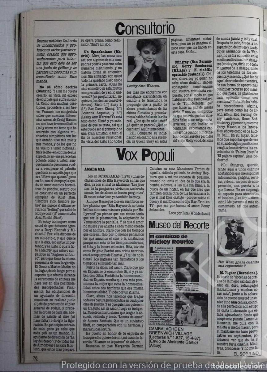 Coleccionismo de revistas y peri&oacute;dicos: LESLEY ANN WARREN JIM WEST MICKEY ROURKE