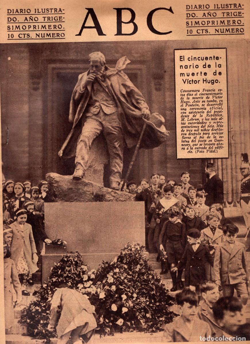Coleccionismo de Revistas y Peri&oacute;dicos: ABC S&Aacute;BADO 25 DE MAYO DE 1935. CINCUENTENARIO DE LA MUERTE DE VICTOR HUGO