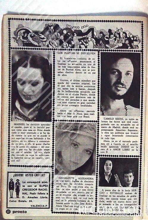 Coleccionismo de Revistas y Peri&oacute;dicos: CAMILO SESTO MASSIEL CCHARLOTTE ALEXANDRA SERGIO Y ESTIBALIZ