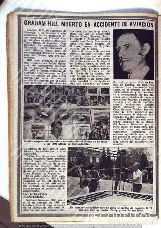 Collezionismo di Riviste e Giornali: GRAHAM HILL ACCIDENTE DE AVION