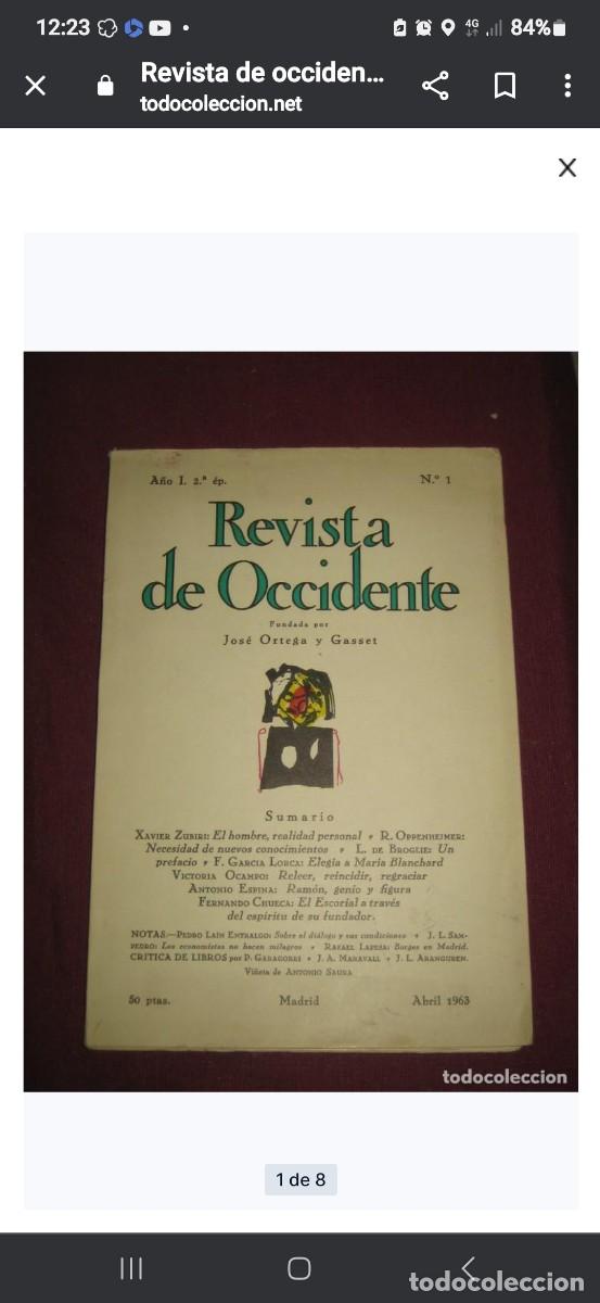 Coleccionismo de Revistas y Peri&oacute;dicos: REVISTA DE OCCIDENTE. A&Ntilde;O I. 2 EPOCA. N.1. FUNDADA ORTEGA Y GASSET. BARRAL 1963