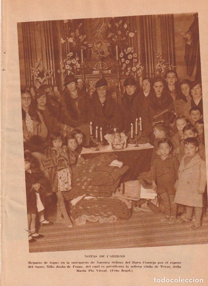Coleccionismo de revistas y peri&oacute;dicos: * CARIDAD * Reparto de ropas : viuda de Tovar, Mar&iacute;a P&iacute;a Visval, ropero Ni&ntilde;o Jes&uacute;s de Praga - 1936