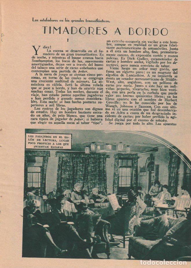 Coleccionismo de revistas y peri&oacute;dicos: Los estafadores de los grandes transatl&aacute;nticos: timadores a bordo / detective Servicio Naval - 1936