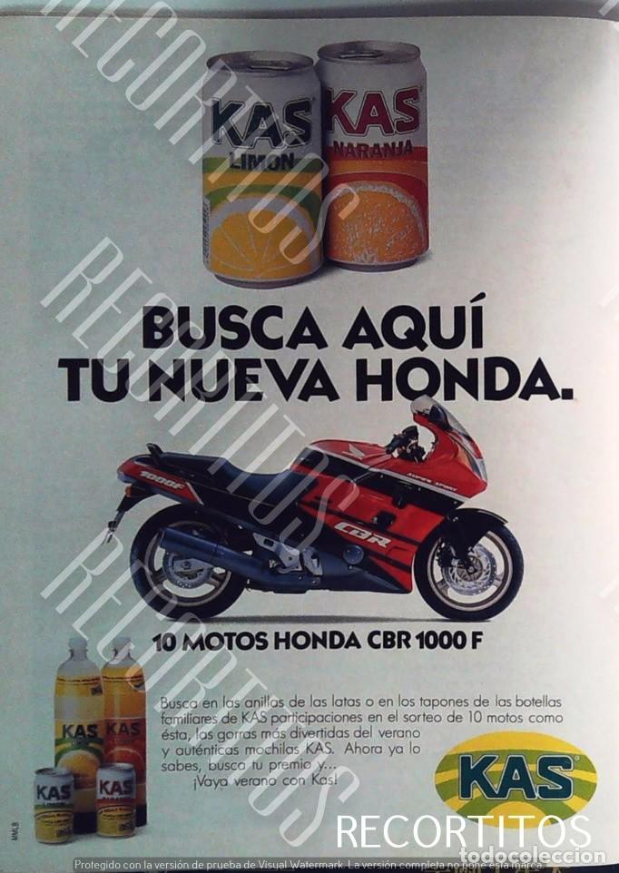 Coleccionismo de Revistas y Peri&oacute;dicos: KAS LIMON NARANJA MOTO HONDA CBR ANUNCIO PUBLICIDAD VERANO 91 1000F