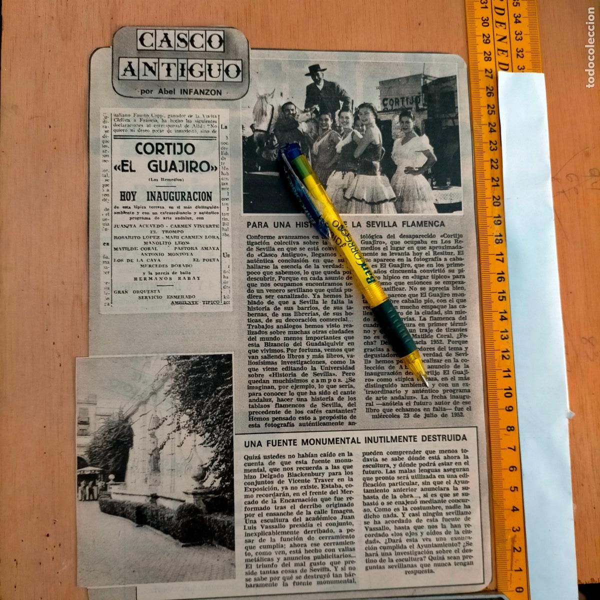 Collezionismo di Riviste e Giornali: NOTICIA SEVILLA CASCO ANTIGUO ANTONIO BURGOS - CORTIJO EL GUAJIRO . FUENTE EN EL MERCADO ENCARNACION