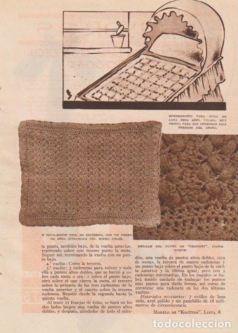Collezionismo di Riviste e Giornali: * LABORES * Cubrecoche en lana seda ejecutado a crochet - 1935