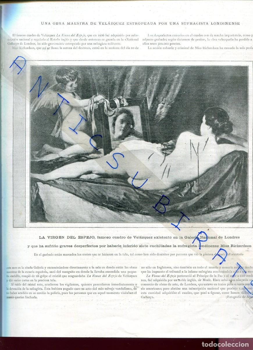 Collectionnisme de Revues et Journaux: REVISTA A&Ntilde;O 1914 ATAQUE AL CUADRO DE VELAZQUEZ LA VIRGEN DEL ESPEJO POR UNA SUFRAGISTA INGLESA