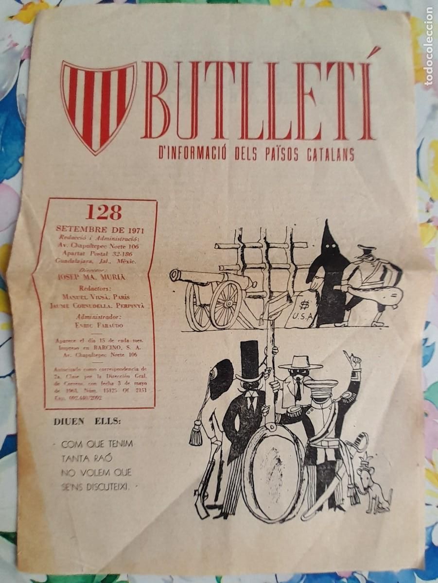 Coleccionismo de Revistas y Peri&oacute;dicos: 1971 SETEMBRE - GUADALAJARA M&Egrave;XICO - 'BUTLLET&Igrave; D&acute;INFORMACI&Oacute; DELS PA&Iuml;SOS CATALANS' N&ordm; 128