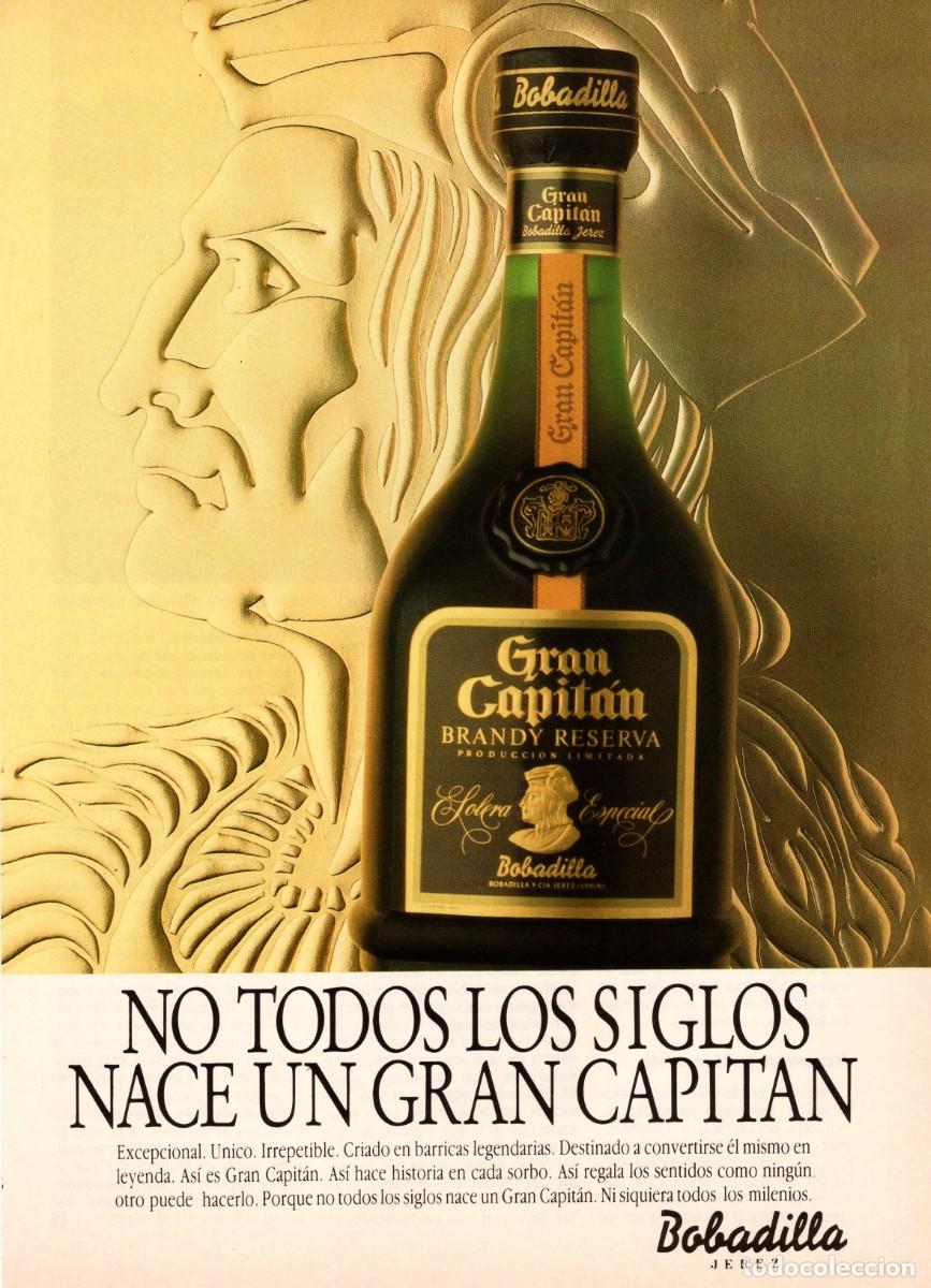 Coleccionismo de Revistas y Peri&oacute;dicos: Hoja Publicidad. Revista Viajar. Brandy Reserva. GRAN CAPITAN. Bobadilla. 1986.