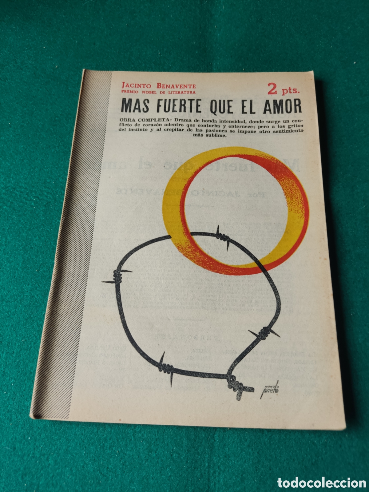 Coleccionismo de Revistas y Peri&oacute;dicos: Revista literaria m&aacute;s fuerte que el amor de Jacinto Benavente 1952