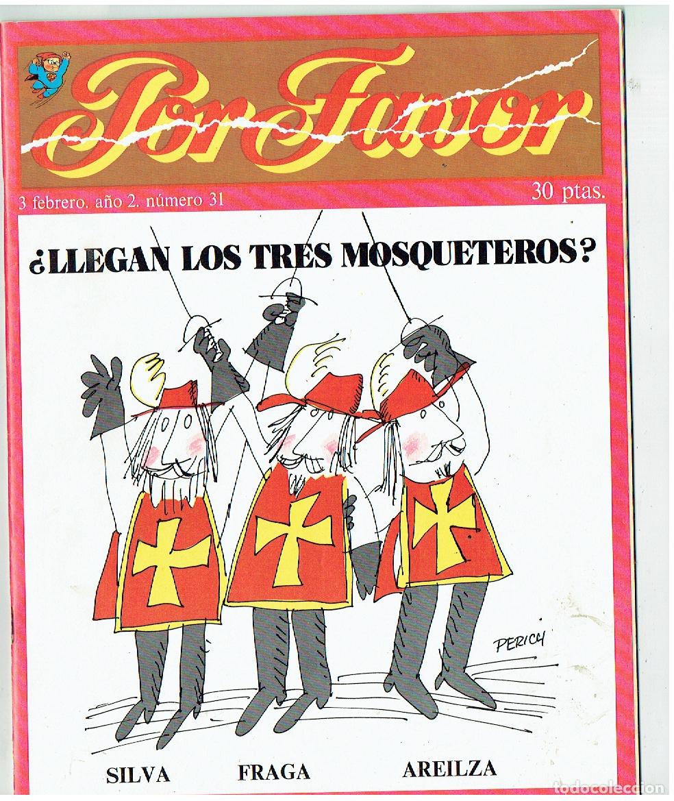 Coleccionismo de revistas y peri&oacute;dicos: POR FAVOR. N&ordm; 31. &iquest;LLEGAN LOS TRES MOSQUETEROS?: SILVA, FRAGA, AREILZA. 3 FEBRERO 1975.(B/41)