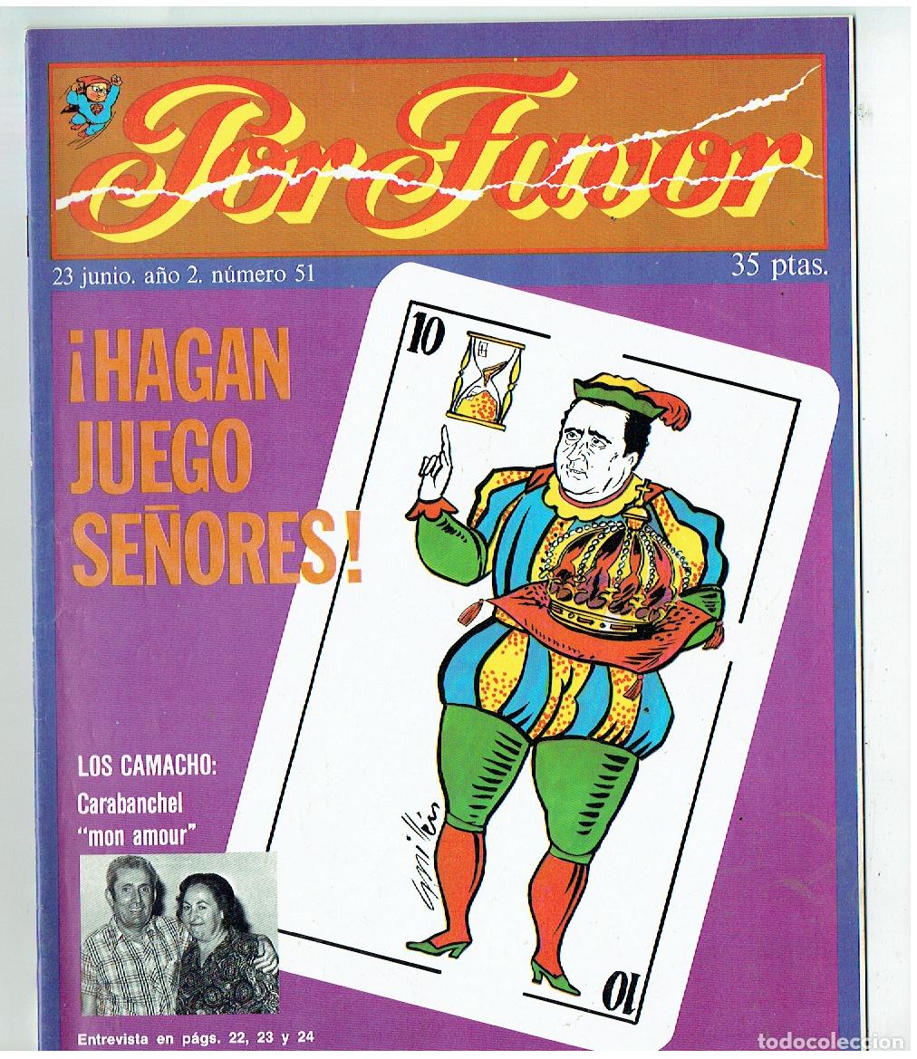 Sammeln von Zeitschriften und Zeitungen: POR FAVOR. N&ordm; 51. LOS CAMACHO: CARABANCHE :&uml; MON AMOUR &uml;. 23 JUNIO 1975.(B/41)