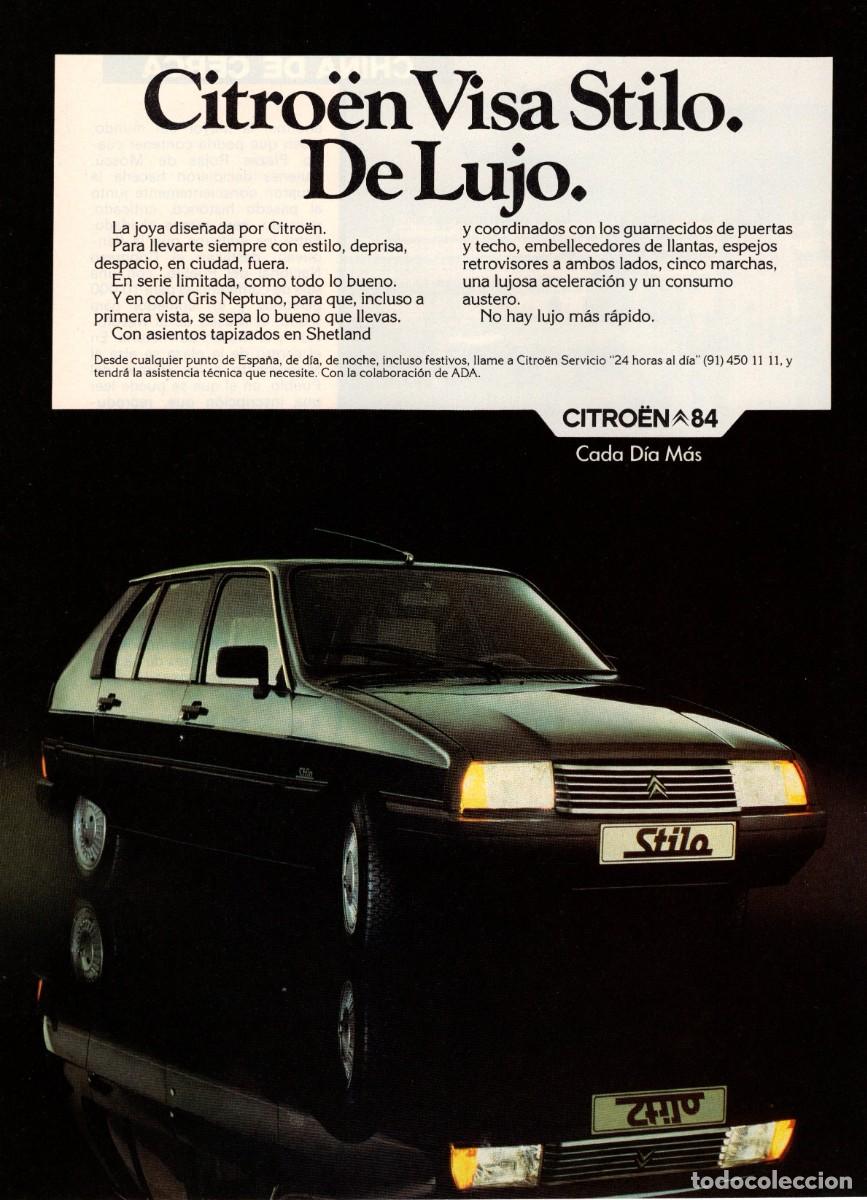 Coleccionismo de Revistas y Peri&oacute;dicos: Hoja Publicidad. Revista Viajar. CITROEN Visa Estilo. De lujo. 1984