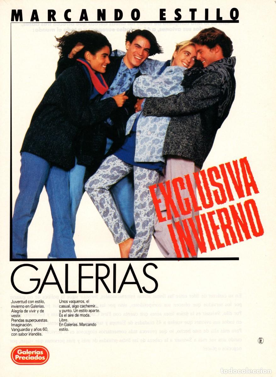 Coleccionismo de revistas y peri&oacute;dicos: Hoja Publicidad. Revista Viajar. GALERIAS. Marcando Estilo. A&ntilde;o 1985.