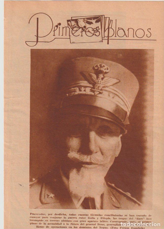 Coleccionismo de revistas y peri&oacute;dicos: * ITALIA * General Bono, general&iacute;simo de la fuerzas italianas en Etiop&iacute;a - 1935