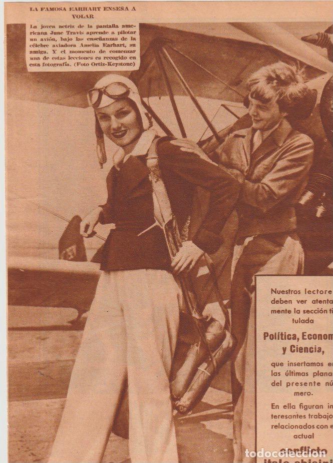 Coleccionismo de revistas y peri&oacute;dicos: * AVIACI&Oacute;N * CINE * La actriz June Travis aprende a pilotar con Amelia Earhart - 1935