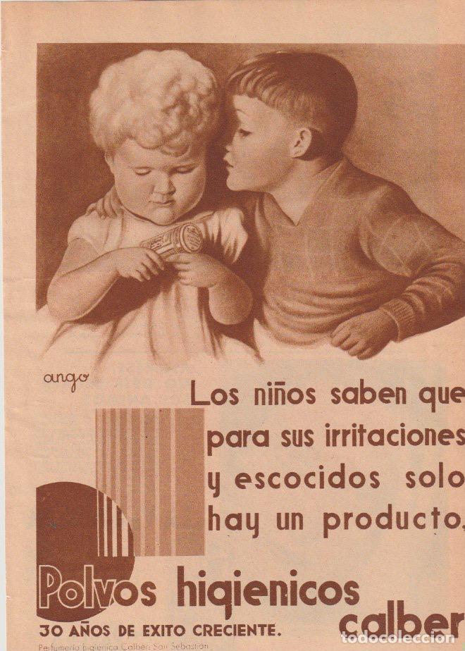 Coleccionismo de revistas y peri&oacute;dicos: Publicidad polvos higi&eacute;nicos CALBER / Ango - 1935