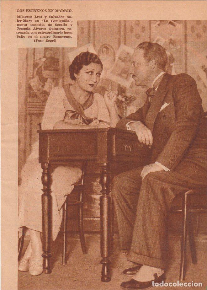 Coleccionismo de revistas y peri&oacute;dicos: * TEATRO * Milagros Soler Leal y Salvador Soler-Mary en la comedia La Comidilla - 1935