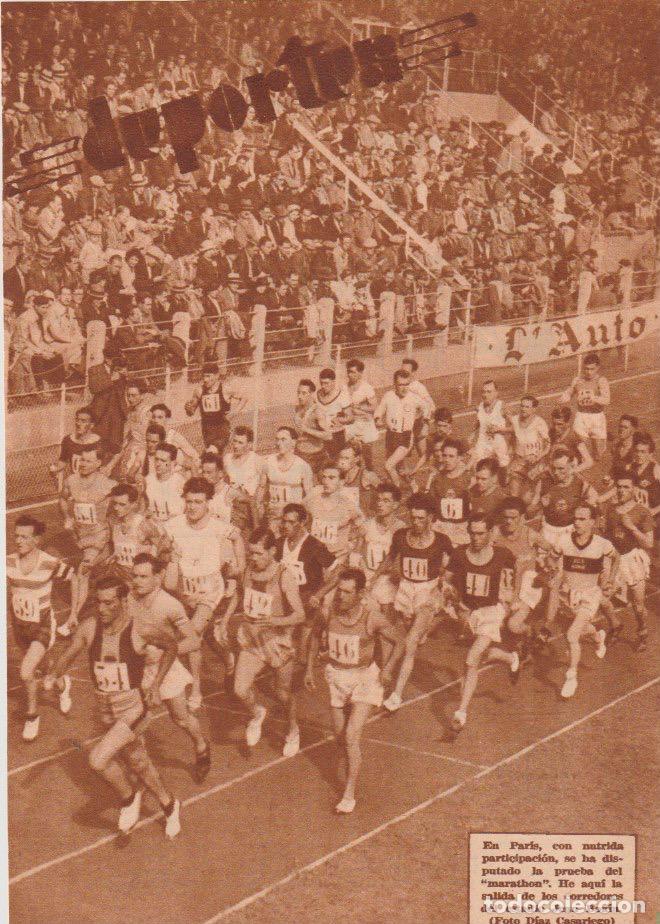 Coleccionismo de revistas y peri&oacute;dicos: Salida de corredores de la marath&oacute;n de Par&iacute;s - 1935