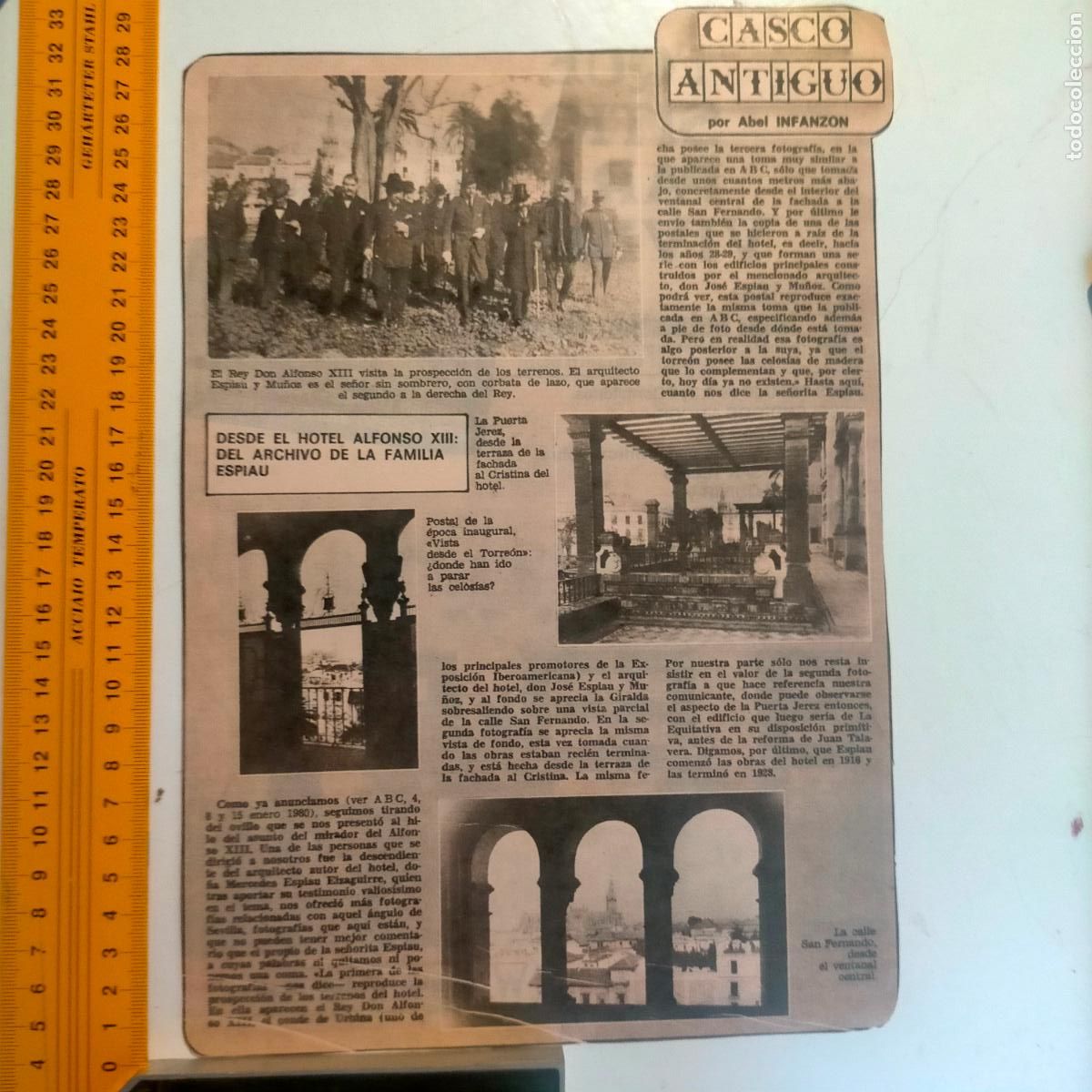 Coleccionismo de revistas y peri&oacute;dicos: NOTICIA SEVILLA CASCO ANTIGUO ANTONIO BURGOS - HOTEL ALFONSO XIII FAMILIA ESPIAU PUERTA JEREZ
