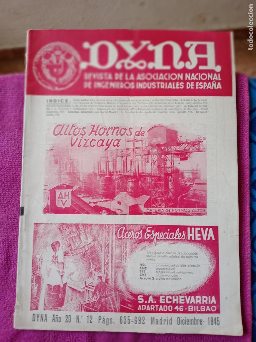 Collection Magazines and Newspapers: Revista de la Asociaci&oacute;n Nacional de Ingenieros Industriales 1945. Portada Altos Hornos de Vizcaya
