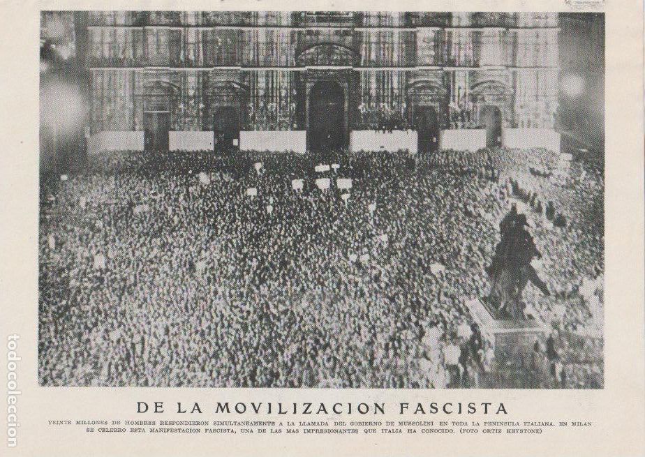 Coleccionismo de revistas y peri&oacute;dicos: * FASCISMO * ITALIA * MUSSOLINI * Manifestaci&oacute;n fascista en Mil&aacute;n -1935