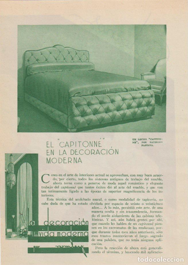 Coleccionismo de revistas y peri&oacute;dicos: * INTERIORISMO * TAPIZADOS * EL capitonn&eacute; en la decoraci&oacute;n moderna - 1935