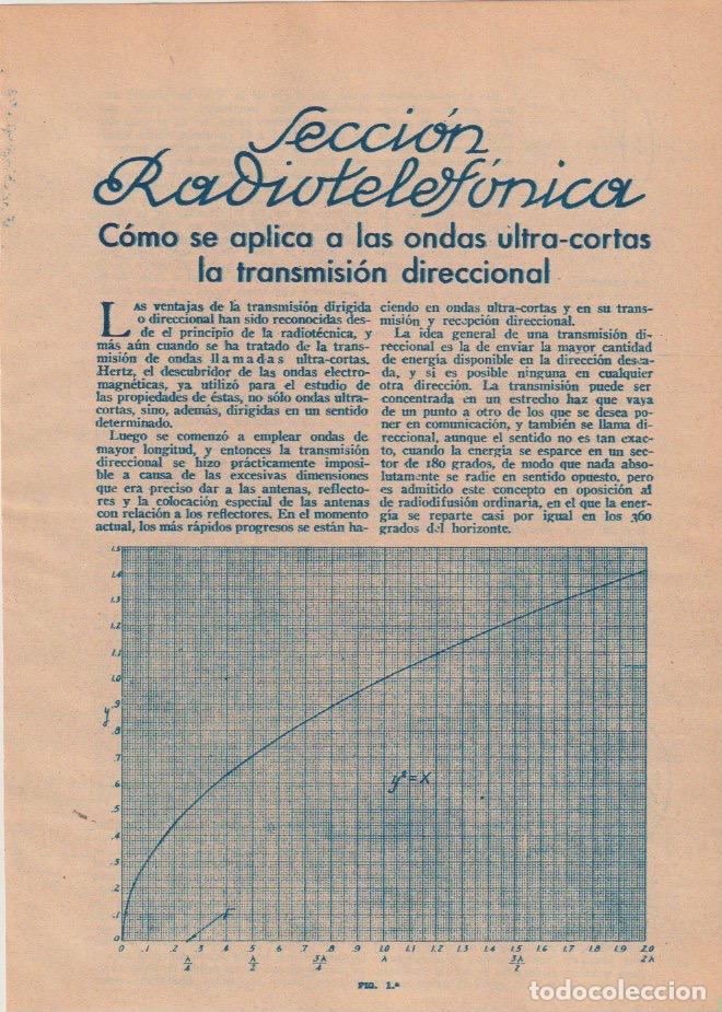 Coleccionismo de revistas y peri&oacute;dicos: * RADIO* C&oacute;mo se aplica a las ondas ultra-cortas la transmisi&oacute;n direccional; receptor moderno - 1935