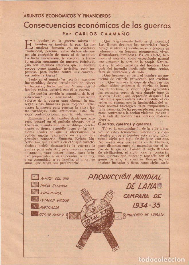 Coleccionismo de revistas y peri&oacute;dicos: Consecuencias economicas de las guerras / Carlos Caama&ntilde;o - 1935