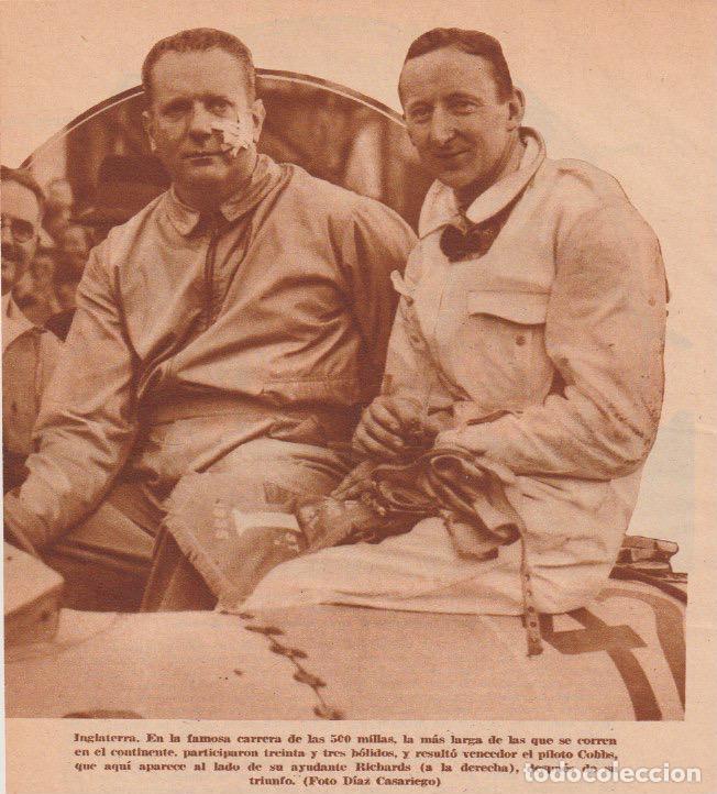 Coleccionismo de revistas y peri&oacute;dicos: * AUTOMOVILISMO * INGLATERRA * Carrera 500 millas : Pilotos Cobbs y Richars - 1935
