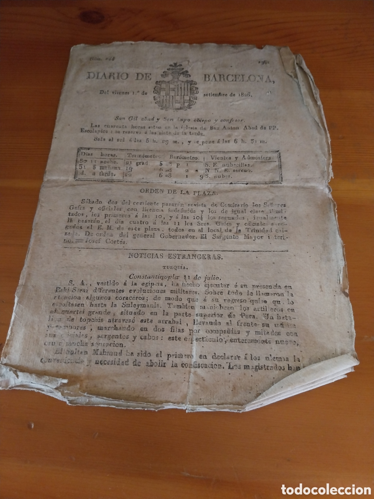 Collection Magazines and Newspapers: PERIODICO 1826. EXTRA&Ntilde;ISIMO FEN&Oacute;MENO NOCTURNO EN GRANADA. REAL LOTERIA MODERNA DE PREMIOS