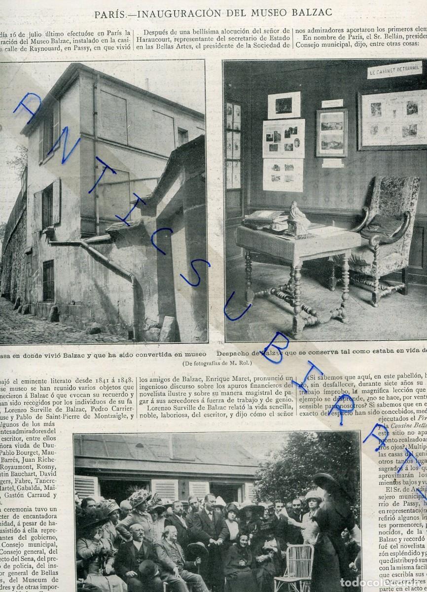Coleccionismo de revistas y peri&oacute;dicos: REVISTA A&Ntilde;O 1910 INAUGURACION DEL MUSEO BALZAC EN PASSY FRANCIA