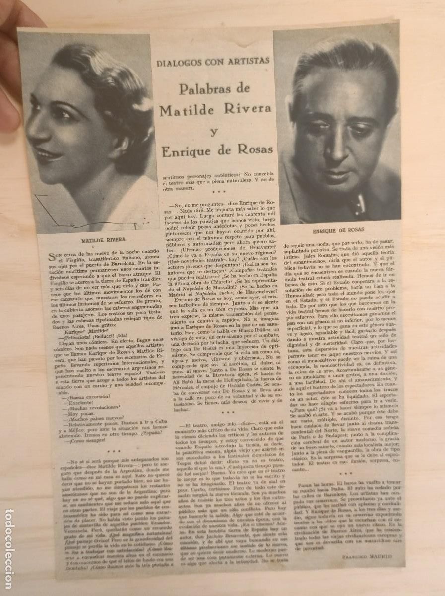hoja revista original años 30. dialogos matilde - Compra venta en ...
