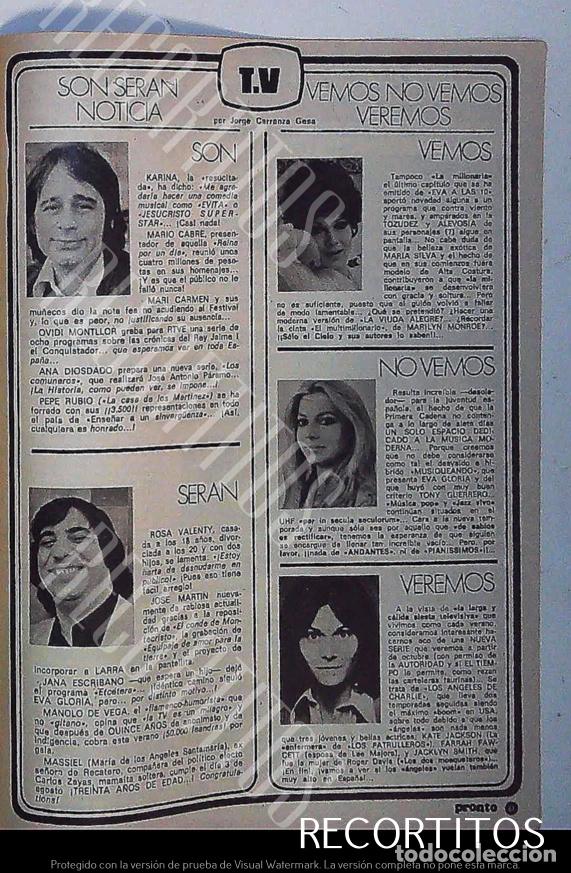 Coleccionismo de Revistas y Peri&oacute;dicos: OVIDI MONTLLOR MANOLO DE VEGA KATE JACKSON EVA GLORIA