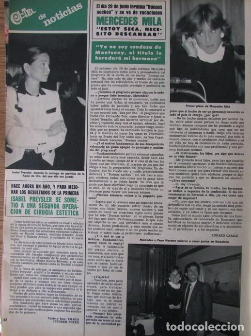 Coleccionismo de Revistas y Peri&oacute;dicos: RECORTE REVISTA HOLA 2074 1984 ISABEL PREYSLER, MERCEDES MIL&Agrave;
