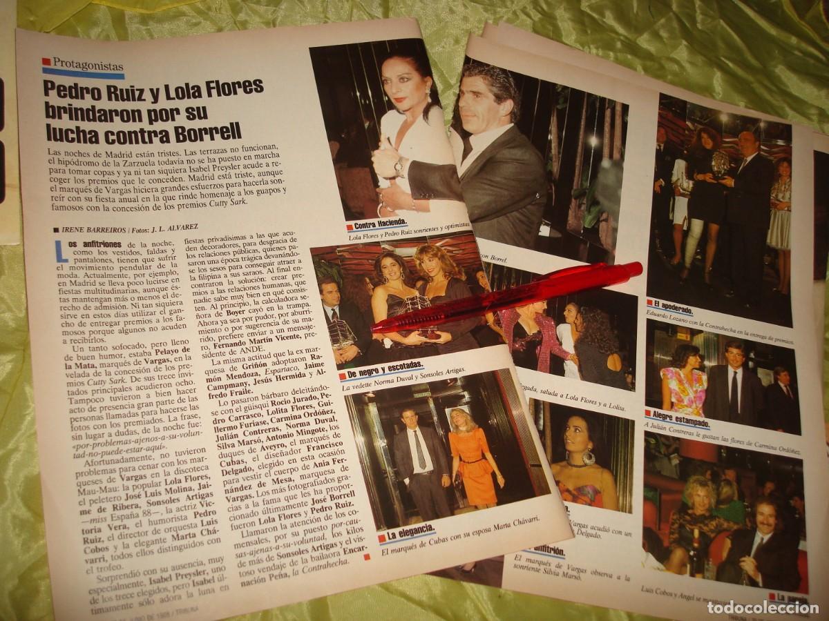 Coleccionismo de Revistas y Peri&oacute;dicos: RECORTE : LOLA FLORES Y PEDRO RUIZ. NORMA DUVAL, ROCIO JURADO. TRIBUNA, JUNIO 1988