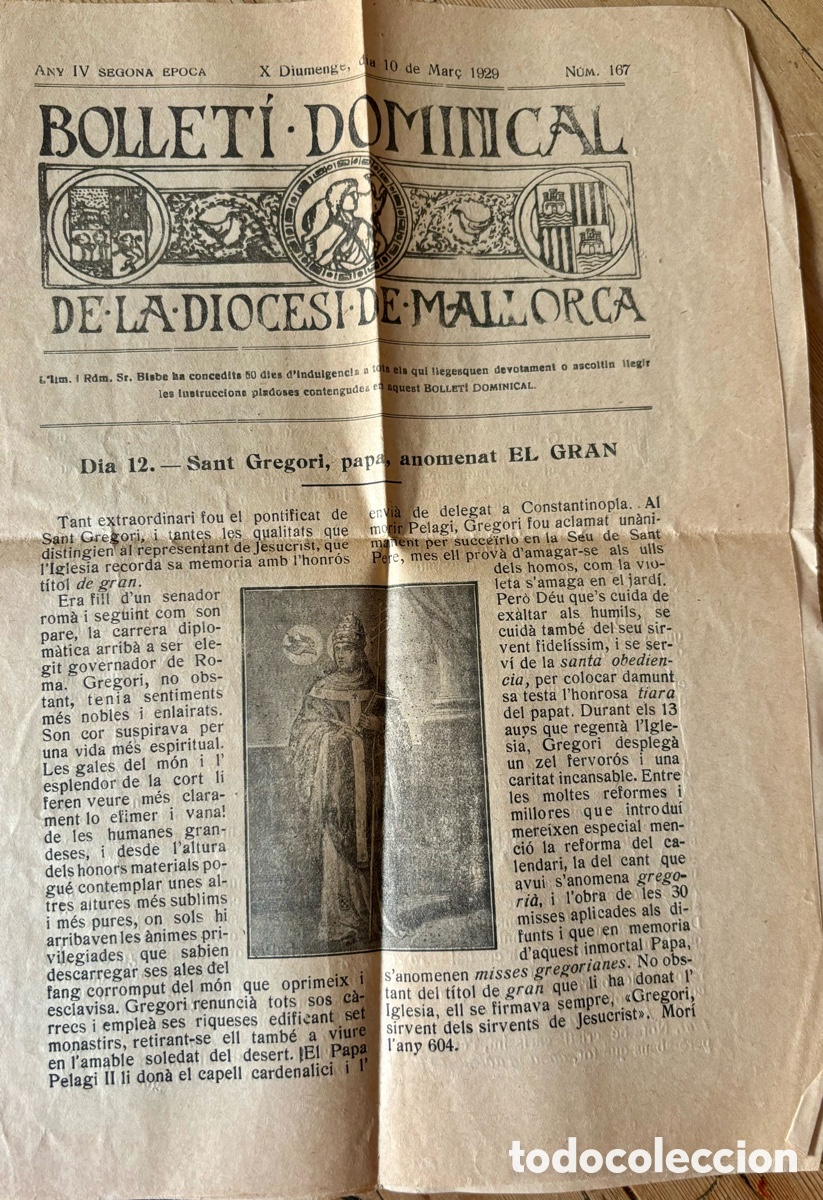 Coleccionismo de revistas y peri&oacute;dicos: Boletin de la diocesis de Mallorca. 1929. En catal&aacute;n